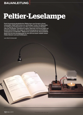 Dank des Peltier-Effekts kann man Strom erzeugen und eine USB-Lampe betreiben