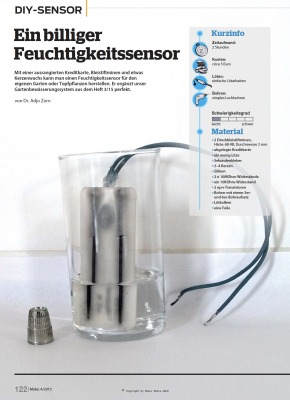 Ein Feuchtigkeitssensor zum Experimentieren und zur Gartenbewässerung.